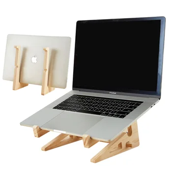 

2 in 1 Wood Laptop Stand Holder Increased Height Storage stand Notebook Vertical Base Cooling Stand for Macbook 13 15 Inch Mount