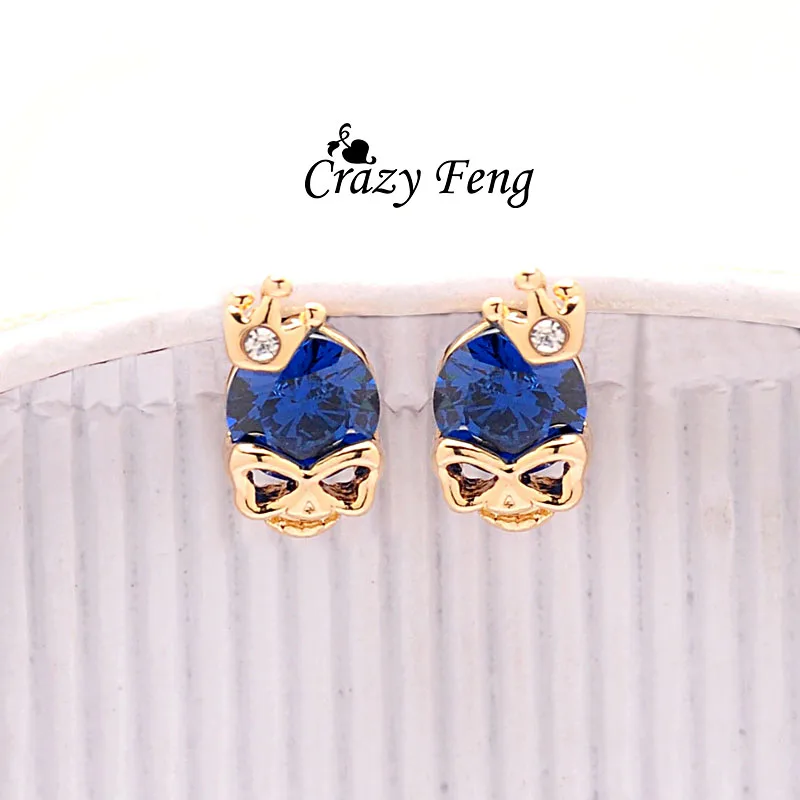 Бесплатная доставка модные женские часы желтое золото-цвет 3 вида цветов CZ Череп