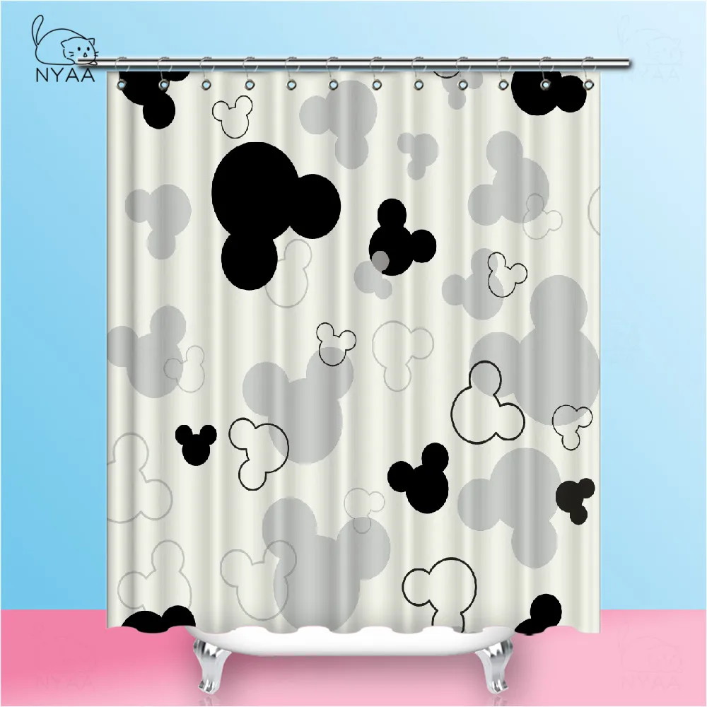 Comprar Cortinas de baño de tela de poliéster impermeable NYAA Mickey para decoración del hogar