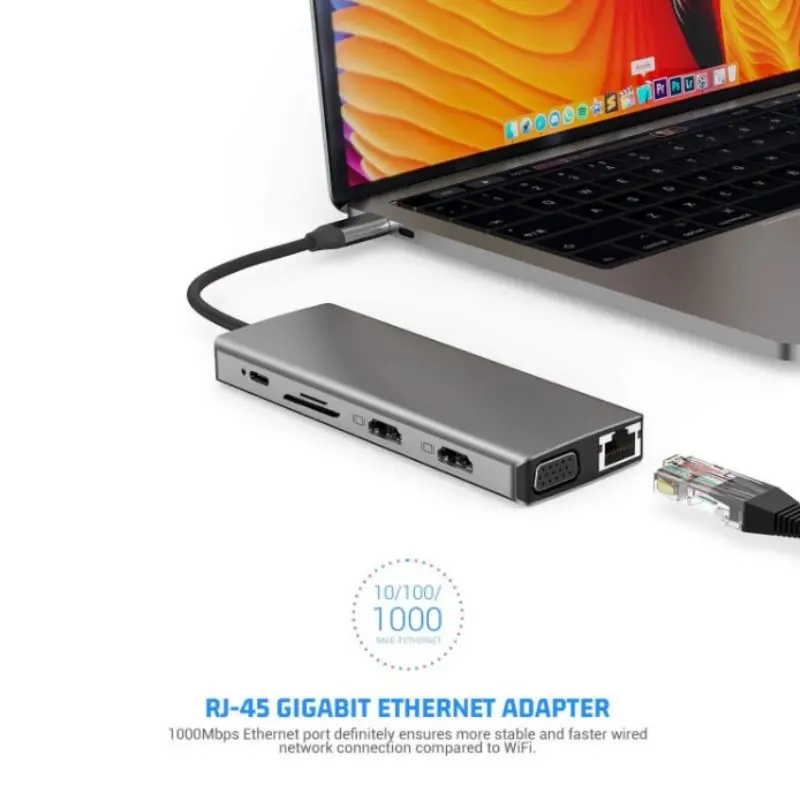 station USB-C 4k display vga pd3.0 adaptador