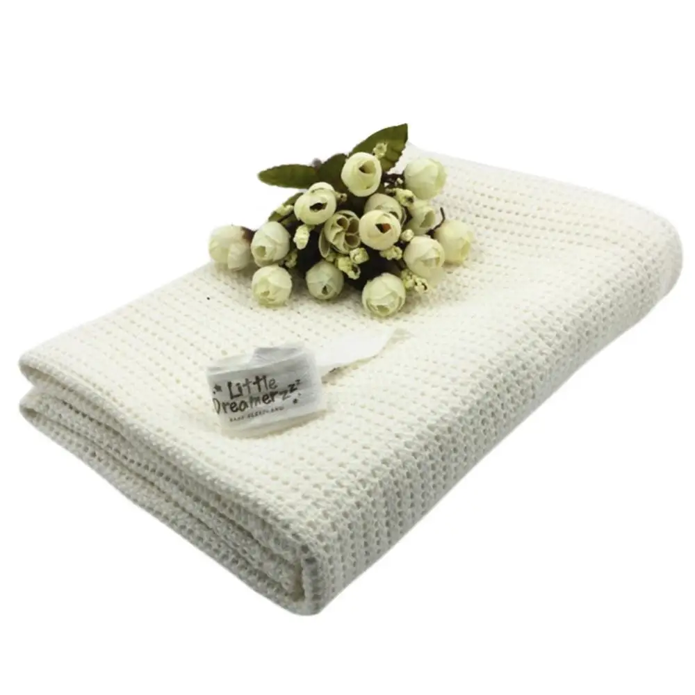 EG_ Baby Newborn Soft Warm Cotton Solid Knitted Crochet Rectangle Blankets Splen 