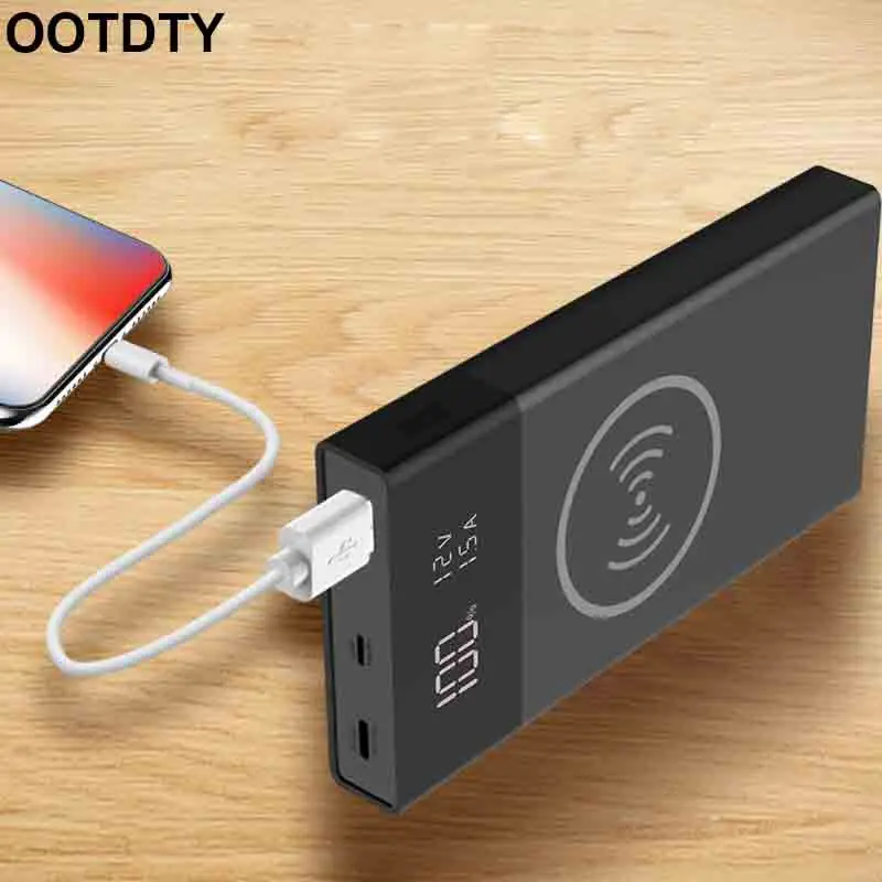 6x18650 батарея DIY Qi Беспроводное зарядное устройство QC3.0 USB Type C PD Power Bank Box чехол без