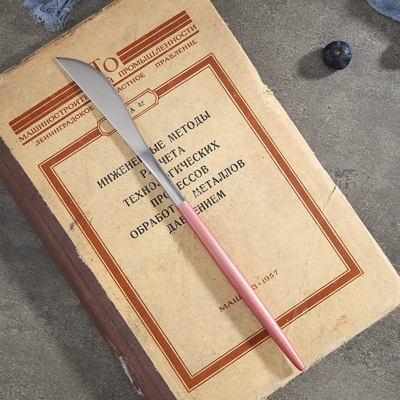 1 шт. черные золотые столовые приборы из нержавеющей стали набор ножей вилка Столовые приборы Западная еда - Цвет: Pink Silver Knife