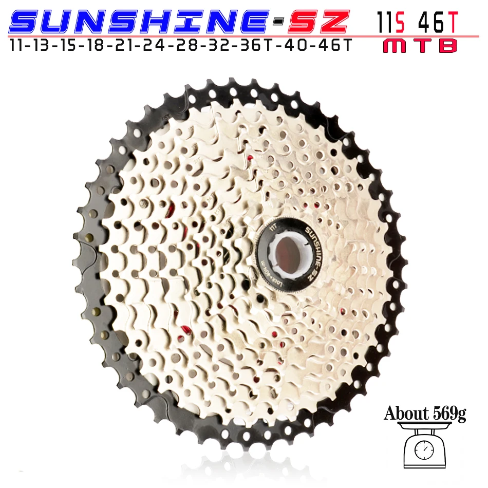 11S 11-46T silver SUNSHINE 8S 9S 10s 11S 30s Geschwindigkeit 36/42/46/50t Freilauf Breite Verhaltnis горный велосипед Fahrrad Schwungrad - Цвет: 11S 11-46T silver