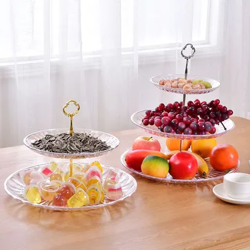 

fruit tray three layer multi layer shelf KTV bar household creative double layer fruit tray plastic living room personality