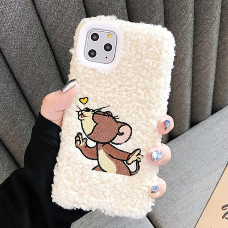 pink Зимний чехол для телефона с вышивкой для Iphone 11 Pro Max, чехол с мультяшным котом, мягкий чехол из ТПУ для Iphone Xr Xs Max X 6 7 8 Plus, чехол - Цвет: pink