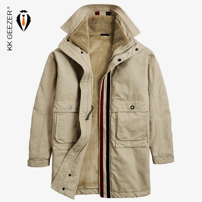 Зимняя мужская куртка, длинное пальто,, большой размер, M-5XL, брендовая, теплая, толстая, флисовая, военная, пальто, с высоким воротником, ветровка, хлопковая парка