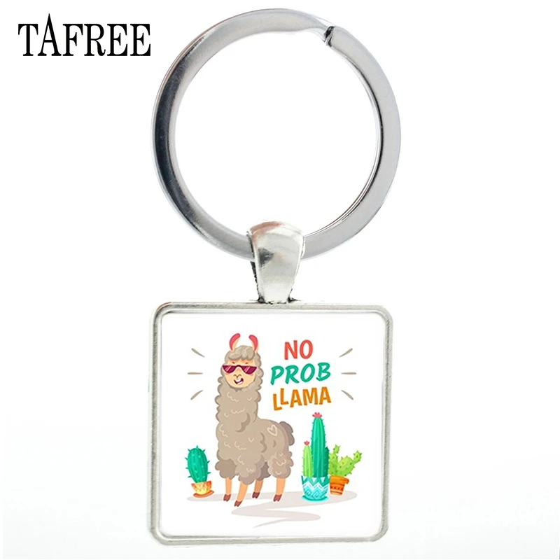 TAFREE Модные животные тема Единорог квадратные Аниме брелки Милая Альпака брелок