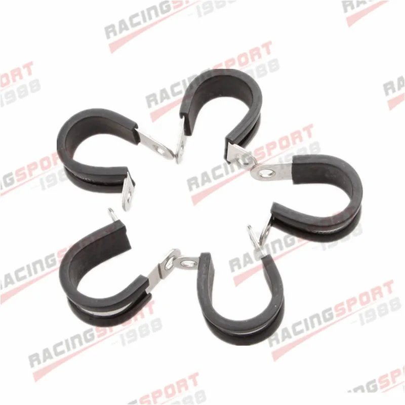 

5PCS Cushioned Hose Mounting Clamp Loop Strap 304 Stainless Steel 3/16" Black