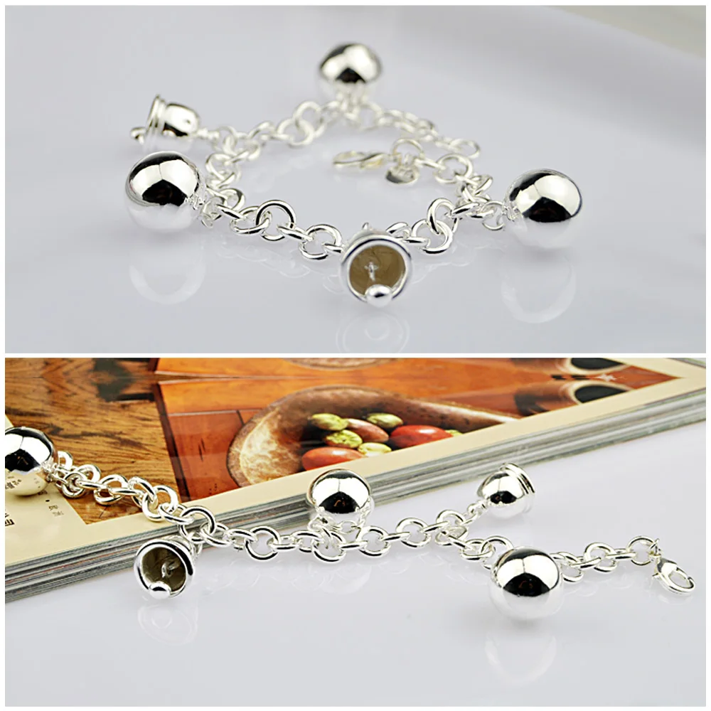 Женский браслет с шармами колокольчиками из серебра|bracelets for girls|love braceletsilver love