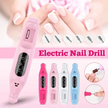 

1Set Electric Nail Drill Machine Kit Professional Manicure Machine Pedicure Nail Art Pen Nail Sanding File Tools 6 Drill Bit Kit