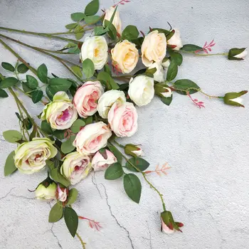 

Wedding Flower Arrangement Floral 6 Head Happy Rose High-End Wedding Road Lead Home Hotel Decoration Model Artificial Flower