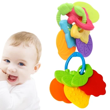 

Baby Teether Fruit Shape Silicone Safe Teething Chew Toys Infants Pacifier Gifts