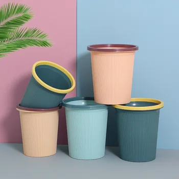 

Household Large Trash Can Bathroom Living Room Kitchen Bedroom Office Trash Can with Pressure Ring Without Lid Trash Can