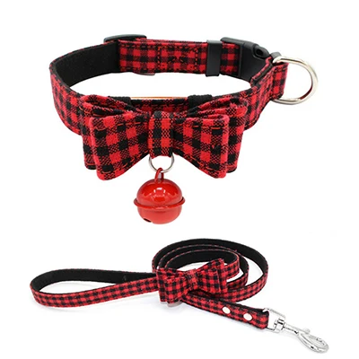 Red collar Outfit Собачий нейлоновый ошейник поводок Регулируемый клетчатый галстук-бабочка для маленьких и больших домашних собак индивидуальный воротник наряд поводок XS s m l - Color: Red collar Outfit