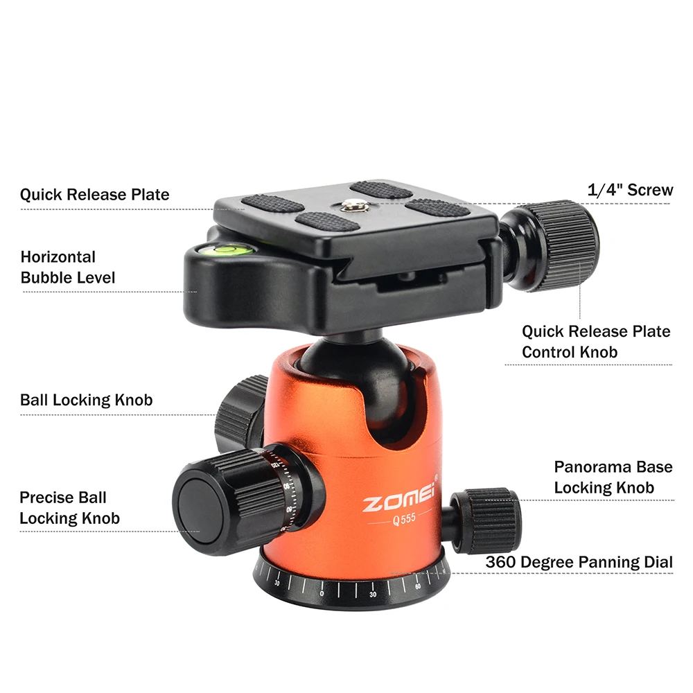 ZOMEI легкий алюминиевый сплав Путешествия Портативный камера штатив с шаровой