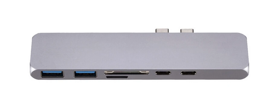 Серый 7в1 Тип C USB C концентратор двойной адаптер 3,1 порт кардридер 4K HDMI для MacBook Pro - Цвет: Серый