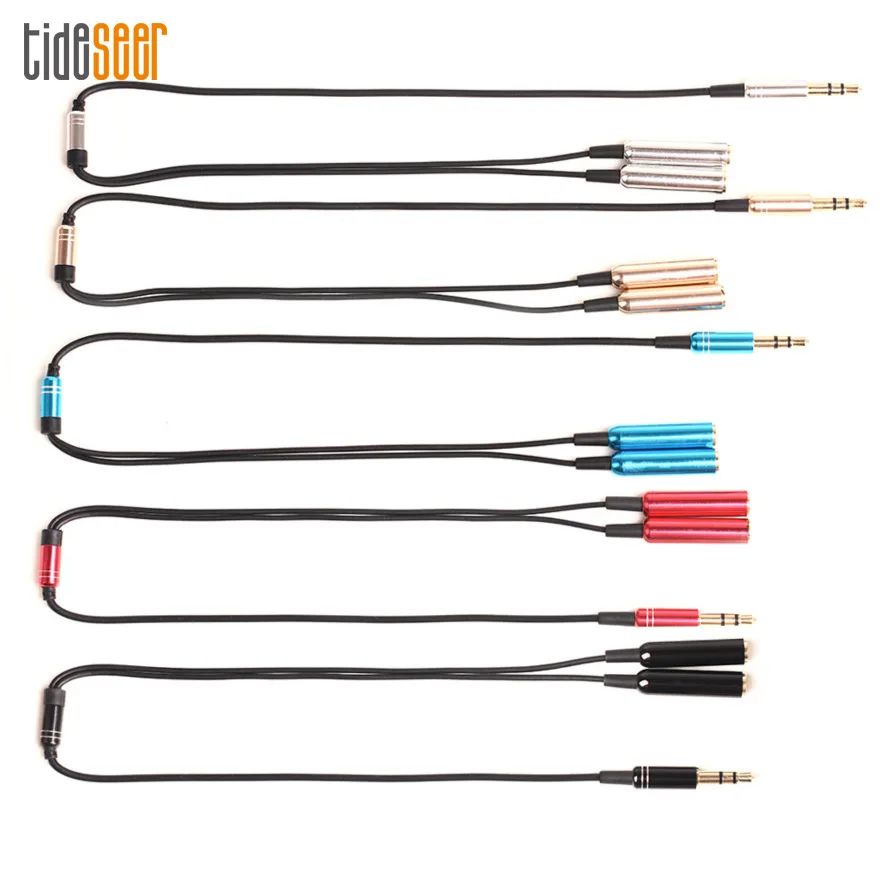 Aux Cable Male to 2 Female 3 5mm Jack Splitter Adapter Audio Extension Cables for Microphone Headphone Speaker Car Phone 100pcs