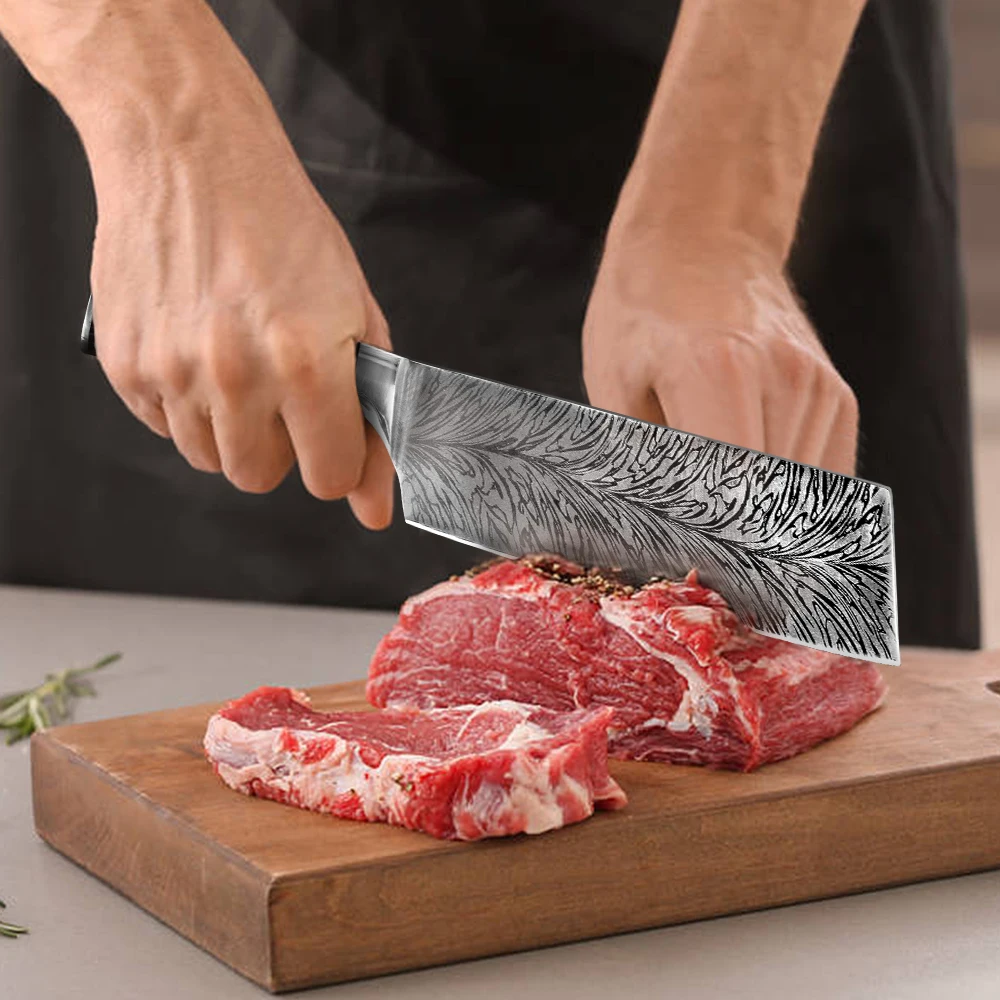 Высококачественные кухонные ножи шеф повара лазерные Дамасские вены Santoku острый