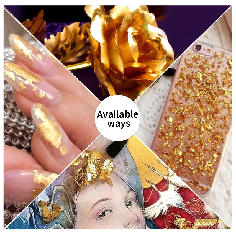 12Grid Gold Foils Mixed Nails Glitter Flakes Paillette Chip Aluminum Nail Design Shinny Nail Art Decoration Accessories