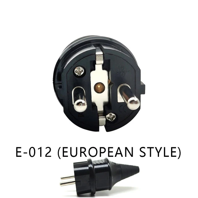 E-012 European Schuko 16A Power Plug IP44 Industry France/Germany Connector EU 2 Round Pins Adapter Type F AC Electrical Power 1 power plug socket