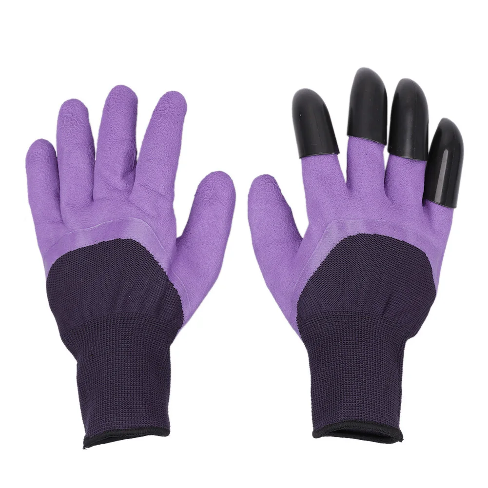 Purple 1 пара садовых перчаток с когтями 4 ABS пластиковые садовые Genie резиновые перчатки быстро легко копать и сажать для копания посадки - Цвет: Purple