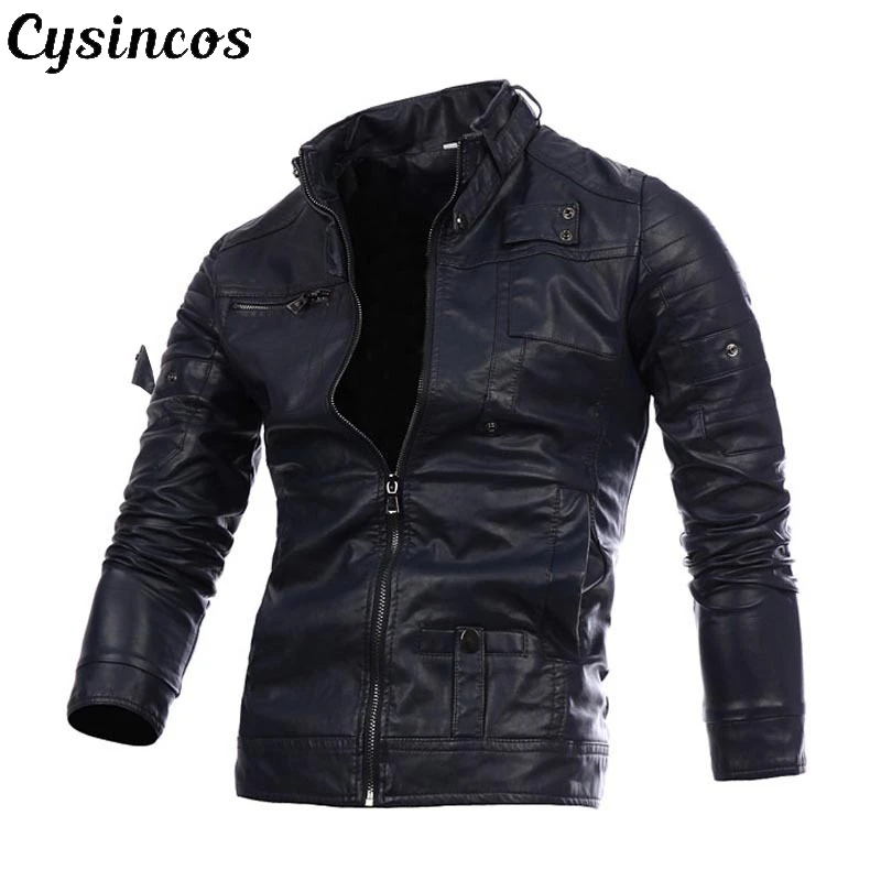 CYSINCOS новые мужские кожаные куртки мотоциклетная куртка из искусственной кожи
