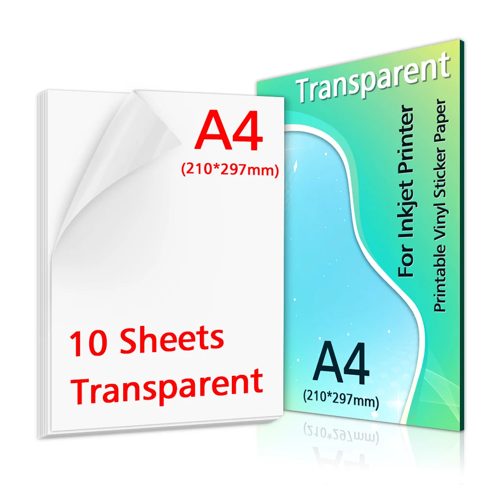 50 Fogli Carta Adesiva Trasparente A4 Per Stampante - Vinile Stampabile Per Etichette E Sticker