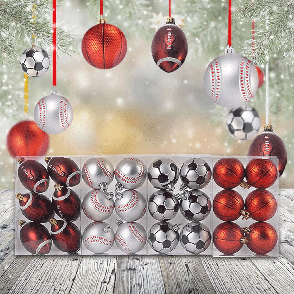 

Christmas Tree Decorat 6cm Christmas Ball Football Baseball Decorative Sticke Hang xmas tree ball 2019 New palline polistirolo#6