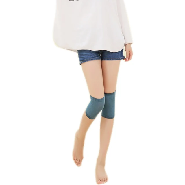 All-match Thermal Knee Sleeve Knee Brace Pad Women Plain Leg Warmer Protector Lake Blue