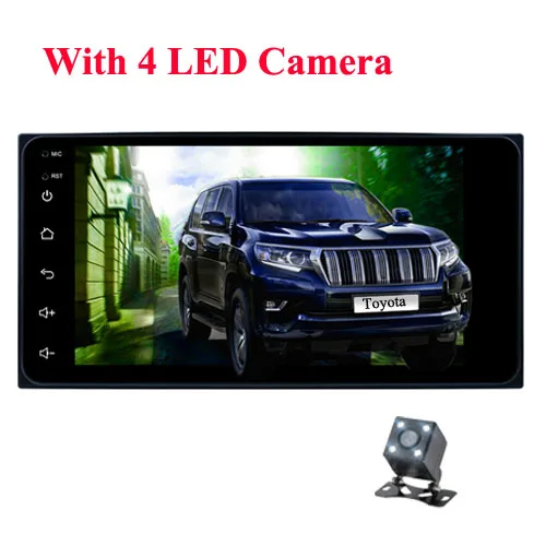With 4 LED Camera Podofo Android 8,1 2Din автомобильный с радио, gps, wifi автомобильный аудио стерео 7 ''Автомобильный мультимедийный плеер 1+ 16 G Bluetooth 4,0 задний USB для toyota - Цвет: With 4 LED Camera