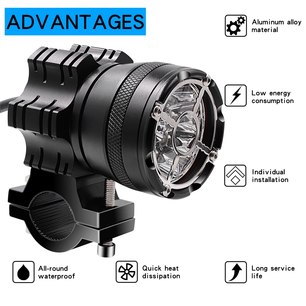 Мотоциклетный головной светильник s водонепроницаемый шесть ламп из алюминиевого сплава 5500LM Светодиодный точечный светильник для мотоцикла противотуманная фара вращение на 360