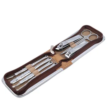 

7 Pcs/Set Nail Tools Set Brown Manicure Knife Manicure Tool Set Nail Clippers Nail Clippers Scissors Suit Set Kits Manicure