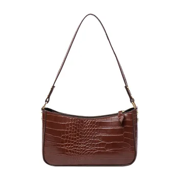 

Vintage Baguette bag Crocodile black Women Shoulder Bag Retro PU Leather Bags Solid Ladies Small Messenger Handbag Female 2020
