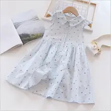 Г. Хлопчатобумажные платья с принтом для девочек; летнее платье без рукавов для малышей; милая одежда для малышей; Одежда для девочек; Детские платья