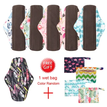 

Reusable Sanitary Pads(Pack of 6) with Wet pad Bag Washable Bamboo Sanitary Towels Pads Avoid Leaks Odors and Staining
