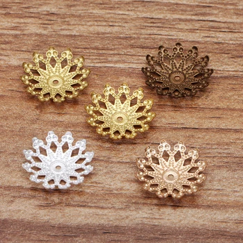 

200 pcs/lot 16 mm Copper Filigree Flower Sheet Connector Bead Cap Accessories Jewelry Findings