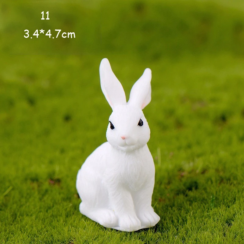 Милый Кролик Пасхальный миниатюрный заяц фигурка животного резиновый Landschaft ремесло кролик украшение для сказочного сада статуэтки аксессуары - Цвет: 11