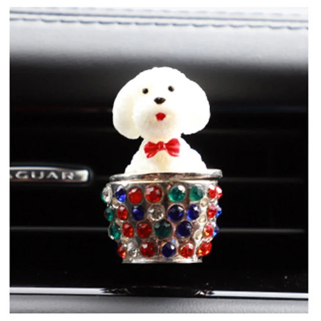 Автомобильный орнамент, милый щенок, собака, Авто кондиционер, на выходе, украшение, духи, зажим, освежитель воздуха, Автомобильные ароматизаторы, аксессуары - Название цвета: White