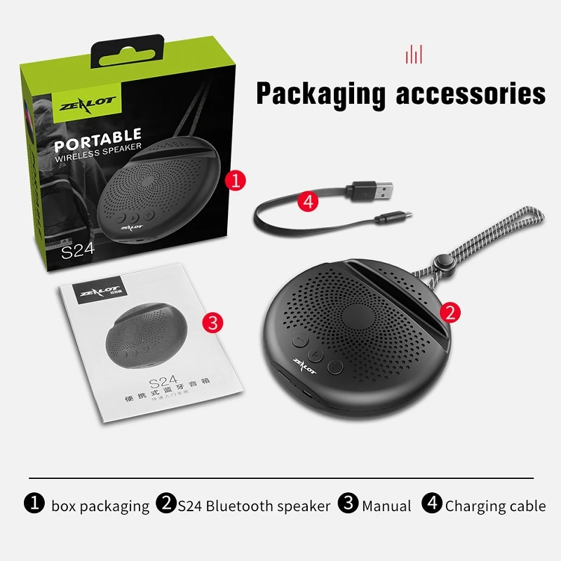 ZEALOT S24 мини открытый Bluetooth динамик беспроводной портативный милый ремешок