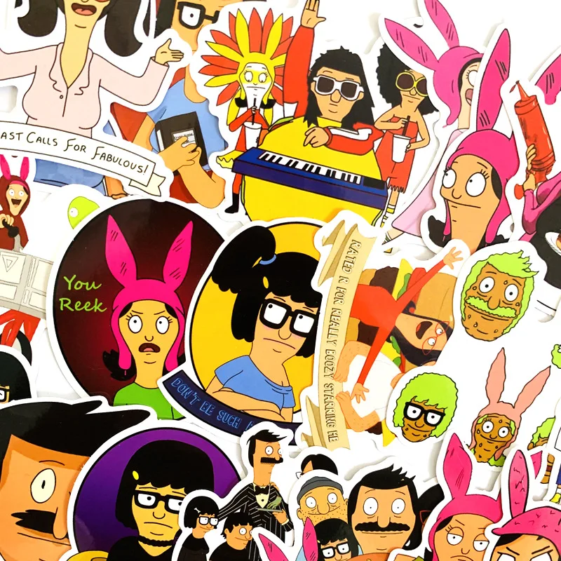 34 шт. Bob's burger ПВХ водонепроницаемый мультфильм стикер для автомобиля багаж телефон ноутбук мото велосипед настенные наклейки для гитары