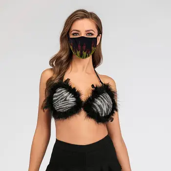 

2020 Flame Colorful Diamonds Dust Proof Facial Accessories Adjustable Ear Buckle Soft Breathable Female Face Veil Decoration