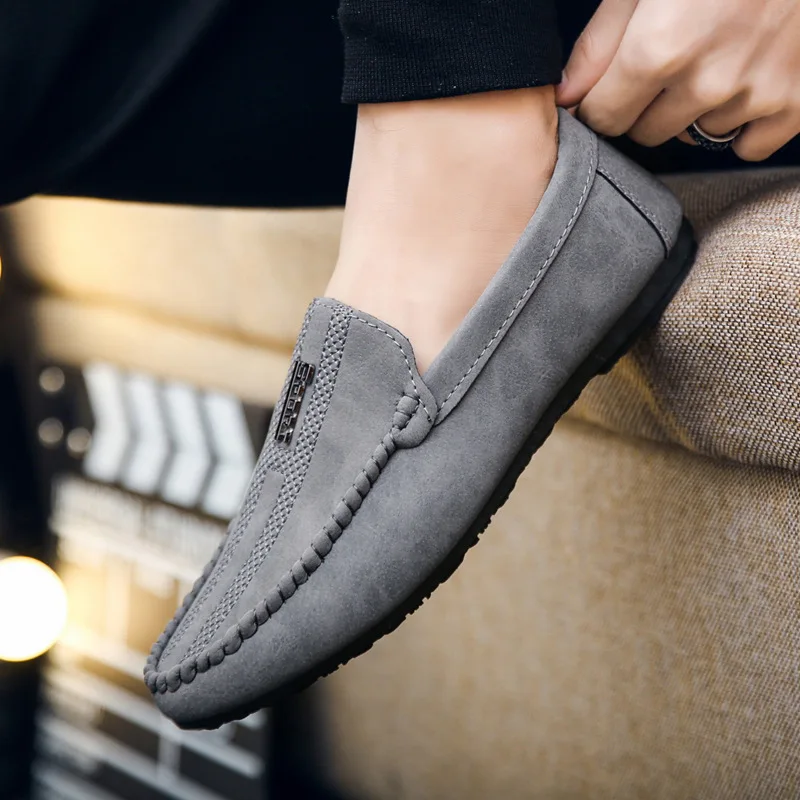 Zapatos de cuero para hombre, mocasines informales de marca italiana de lujo, transpirables, sin cordones, de diseñador, para conducir, h98