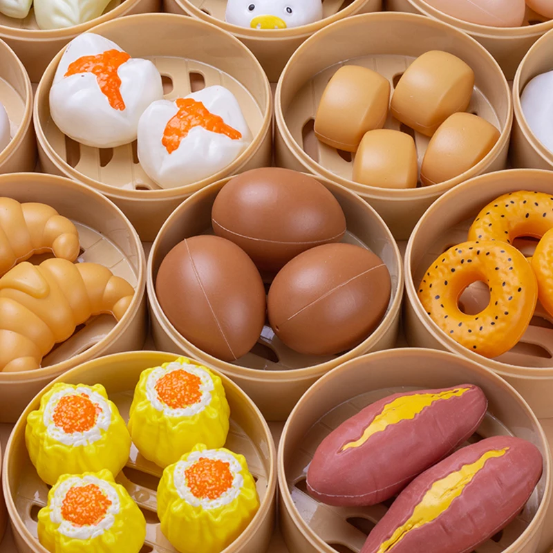 Simulation Breakfast Kids Pretend Play Kitchen Toys Miniature Steamer Buns Dumplings Chinese Food Children Educational Toys