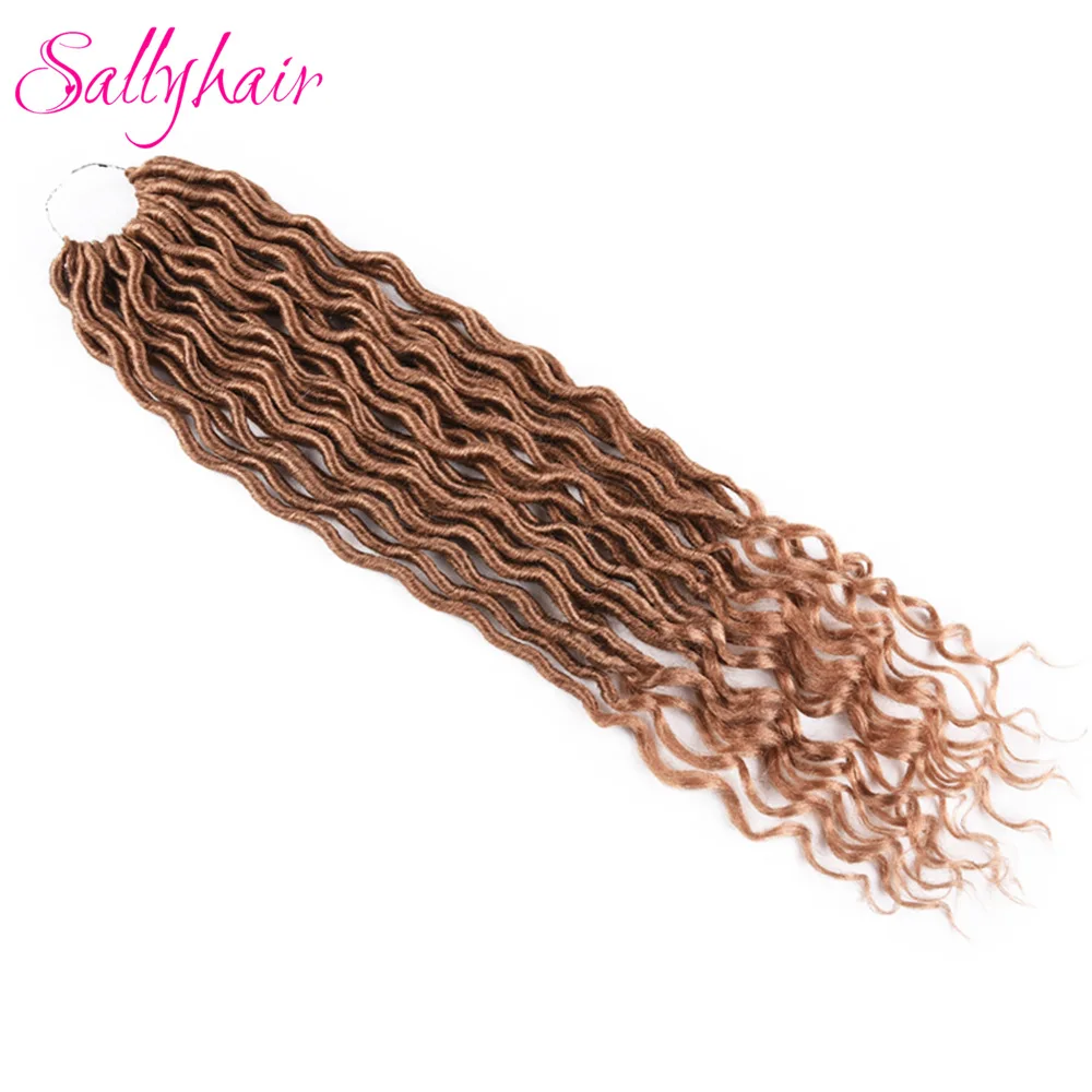 Sallyhair 24 пряди/упаковка Faux locs Curly крючком косы для наращивания волос синтетические мягкие Омбре плетение волос синий розовый свободный конец - Цвет: #27