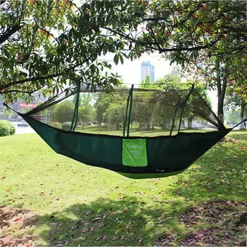 

200 kg Load Hammock Portable Outdoor Camping Nylon Hammock With Mosquito Net High Strength Hanging Bed Hunting Sleeping Swing
