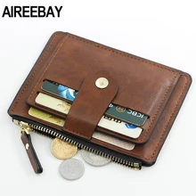 AIREEBAY держатель для кредитных карт тонкий кожаный кошелек Бизнес-кошелек чехол для денег для мужчин и женщин черный модный кошелек для карт