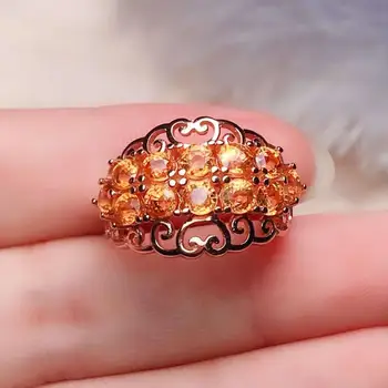 

Yellow Color Garnet Ring Natural real Garnet ring 925 sterling silver Fine handworked jewelry Finger rings