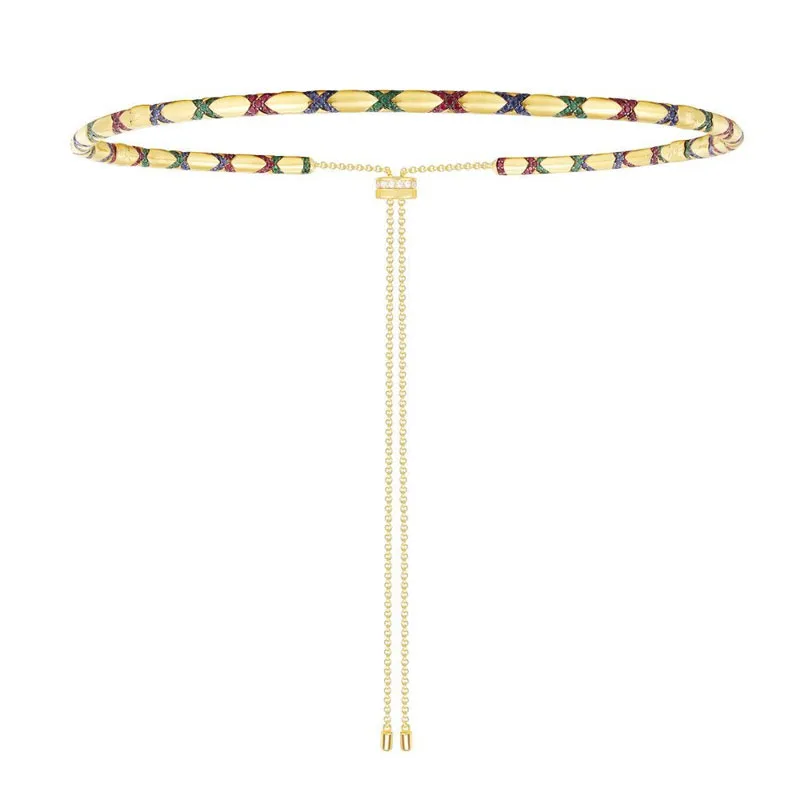 

SLJELY Luxury Real 925 Sterling Silver Yellow Gold Color Multicolor Crosses Tribal Choker Adjustable Necklace Women Mana Jewelry