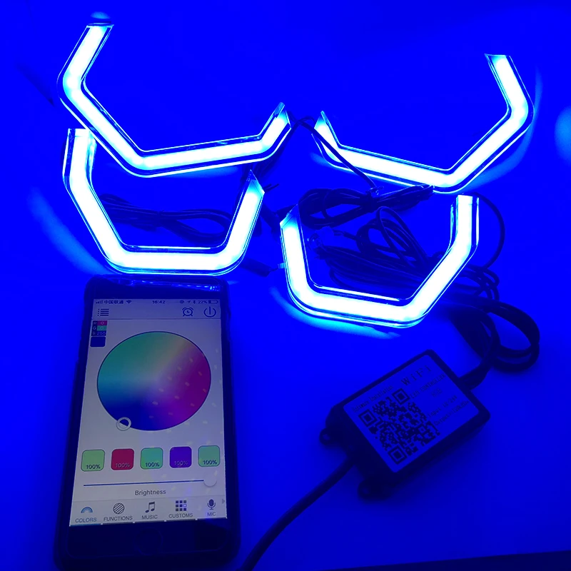 Wifi RGB многоцветный M4 Знаковый стиль светодиодный Кристалл глаза ангела комплекты света для BMW E60 5 серии XENON 528i/535i, pre LCI и LCI